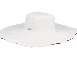 Sun Hat-Seeberger Big Floppy With Flower Print White-Fire Sun Hat -