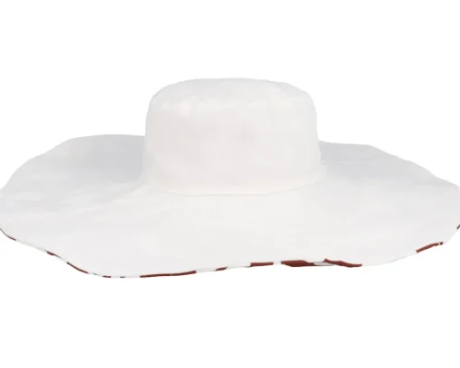 Sun Hat-Seeberger Big Floppy With Flower Print White-Fire Sun Hat -