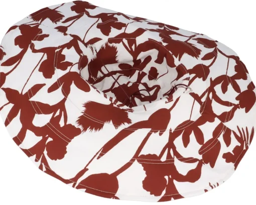 Sun Hat-Seeberger Big Floppy With Flower Print White-Fire Sun Hat -