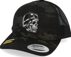 Trucker-Born To Ride Biker Skull Black Camo Trucker -