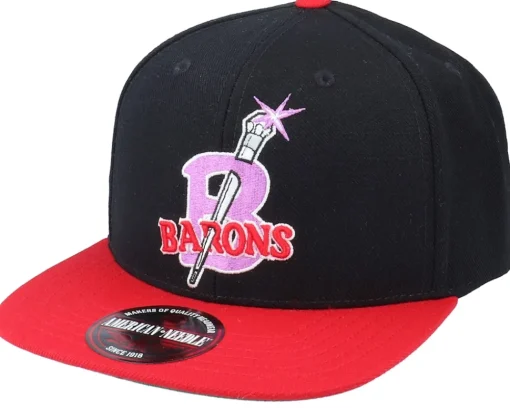 Sale American Needle Birmingham Black Barons 400 Series Black & Red Snapback -