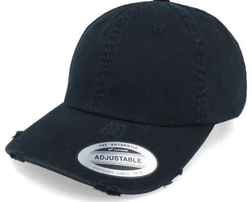 Sale Yupoong Black Destroyed Dad Cap -
