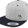 Snapback-Skillfish Black Fish Hook Logo Heather Snapback - Grey