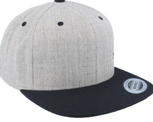 Snapback-Skillfish Black Fish Hook Logo Heather Snapback - Grey