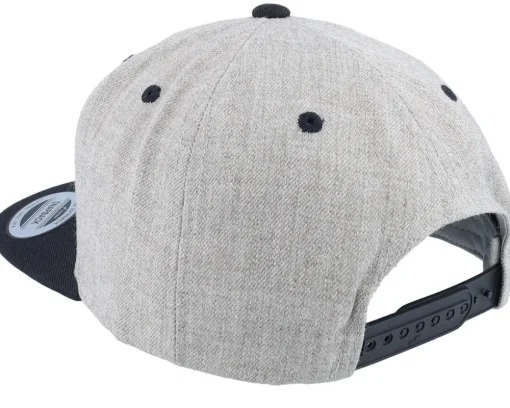 Snapback-Skillfish Black Fish Hook Logo Heather Snapback - Grey