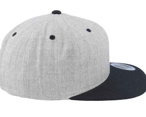 Snapback-Skillfish Black Fish Hook Logo Heather Snapback - Grey