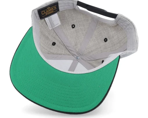 Snapback-Skillfish Black Fish Hook Logo Heather Snapback - Grey