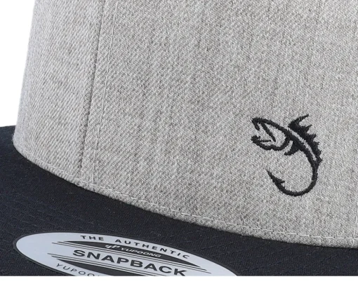Snapback-Skillfish Black Fish Hook Logo Heather Snapback - Grey