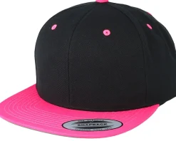 Blanks-Yupoong /Neon Pink Snapback - Black