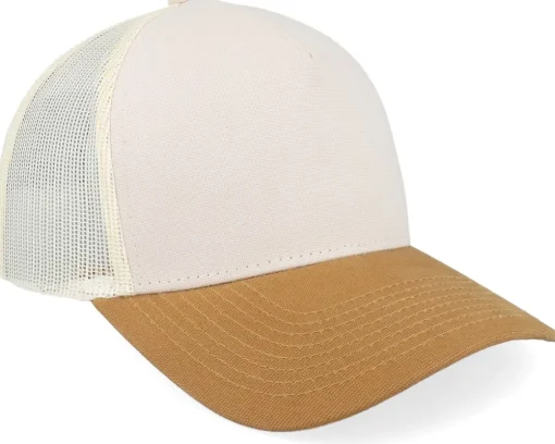 Fashion Equip Blank Canvas Beige/Stone/Caramel A-Frame Trucker - Beige, Brown, Grey