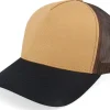 Hot Equip Blank Wheat/Brown/Black A-frame Trucker - Brown, Black