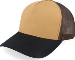 Hot Equip Blank Wheat/Brown/Black A-frame Trucker - Brown, Black