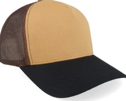 Hot Equip Blank Wheat/Brown/Black A-frame Trucker - Brown, Black