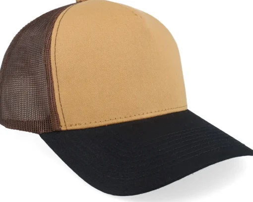 Hot Equip Blank Wheat/Brown/Black A-frame Trucker - Brown, Black