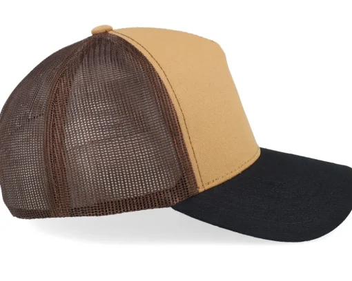 Hot Equip Blank Wheat/Brown/Black A-frame Trucker - Brown, Black