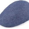 Best MJM Hats Blue Line Bruce Linen Blue Flat Cap -