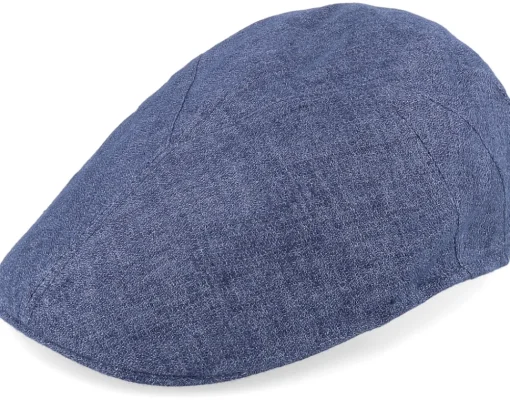 Best MJM Hats Blue Line Bruce Linen Blue Flat Cap -