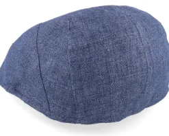 Best MJM Hats Blue Line Bruce Linen Blue Flat Cap -