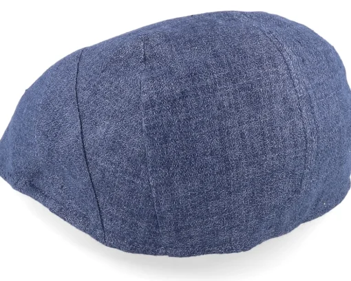 Best MJM Hats Blue Line Bruce Linen Blue Flat Cap -
