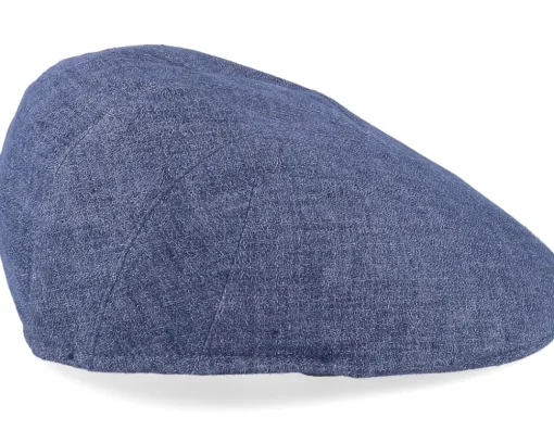 Best MJM Hats Blue Line Bruce Linen Blue Flat Cap -