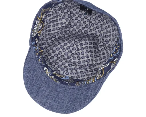 Best MJM Hats Blue Line Bruce Linen Blue Flat Cap -