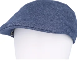 Best MJM Hats Blue Line Bruce Linen Blue Flat Cap -