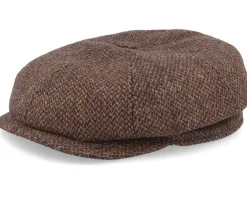 Fashion MJM Hats Blue Line Mio Shetland Wool Brown Flat Cap -