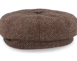Fashion MJM Hats Blue Line Mio Shetland Wool Brown Flat Cap -