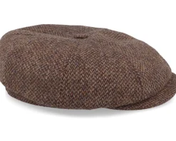 Fashion MJM Hats Blue Line Mio Shetland Wool Brown Flat Cap -