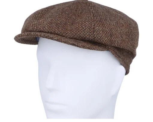 Fashion MJM Hats Blue Line Mio Shetland Wool Brown Flat Cap -