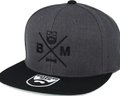 Outlet Bearded Man BM Cross Charcoal/Black Snapback -