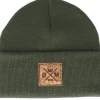 Cuff Beanies-Bearded Man Bm Cross Patch Olive Green Beanie -