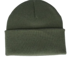 Cuff Beanies-Bearded Man Bm Cross Patch Olive Green Beanie -