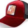 Trucker | Velvet Caps-Ho-Ho-Hats Bockjävel Velvet /Black A-frame Trucker - Red