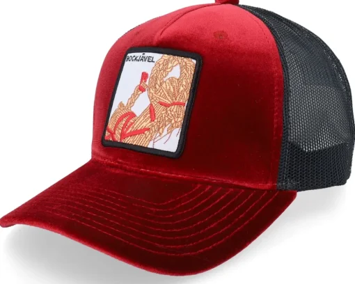 Trucker | Velvet Caps-Ho-Ho-Hats Bockjävel Velvet /Black A-frame Trucker - Red