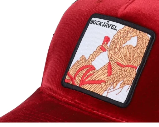 Trucker | Velvet Caps-Ho-Ho-Hats Bockjävel Velvet /Black A-frame Trucker - Red