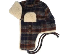 Best Stetson Bomber Wool Check Navy/Beige/Burned Orange Trapper -