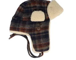 Best Stetson Bomber Wool Check Navy/Beige/Burned Orange Trapper -