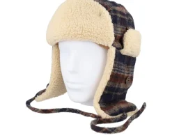 Best Stetson Bomber Wool Check Navy/Beige/Burned Orange Trapper -
