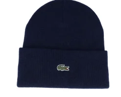 Online Lacoste Bonnet Knitted Cap Navy Blue Cuff -