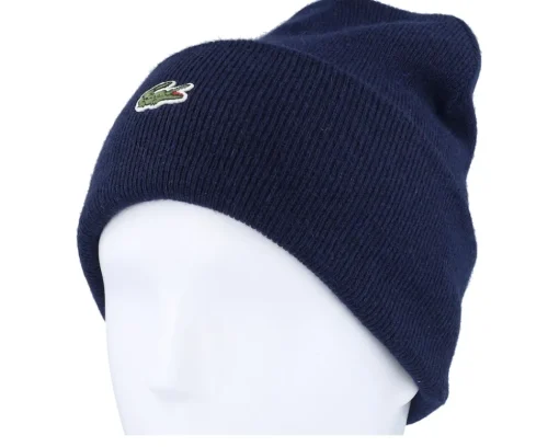 Online Lacoste Bonnet Knitted Cap Navy Blue Cuff -