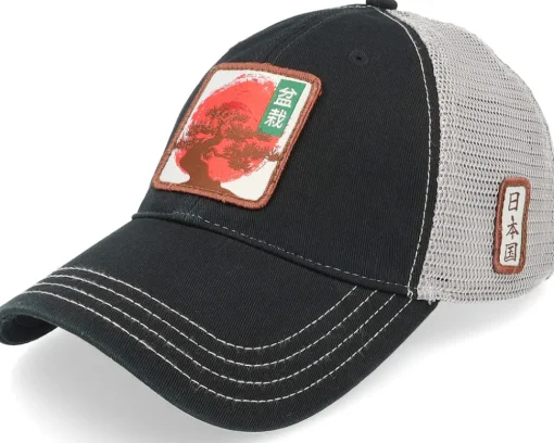 Trucker-Yapan Bonsai Tree 111 Split Black/Charcoal Trucker -