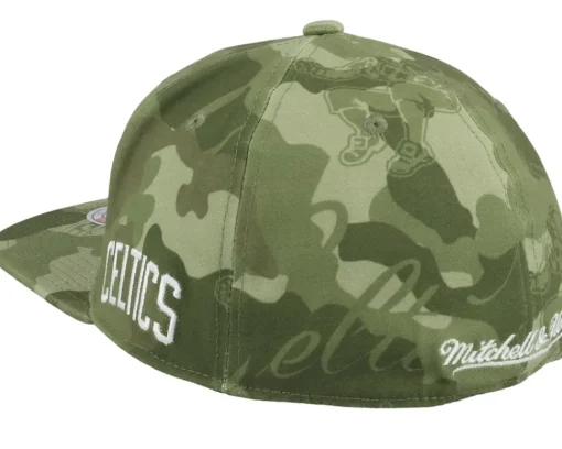 Clearance Mitchell & Ness Boston Celtics Tonal Green Camo Stretch Fitted -