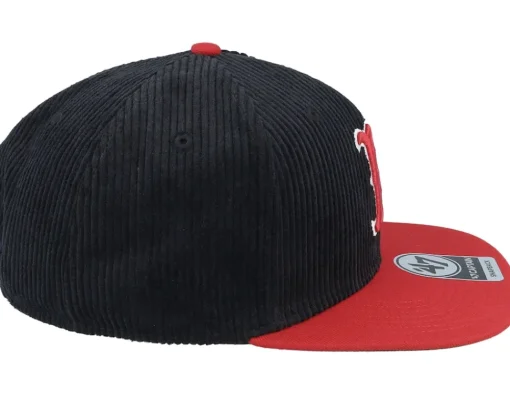 Snapback-47 Brand Boston Red Sox Thick Cord Captain Black/Red Snapback -