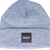 Cuff Beanies-HUF Box Logo Beanie Grey Heather Cuff -