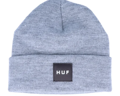 Cuff Beanies-HUF Box Logo Beanie Grey Heather Cuff -