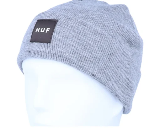 Cuff Beanies-HUF Box Logo Beanie Grey Heather Cuff -