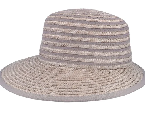 Straw Hat-Seeberger Brim Visor Straw Hat - Grey