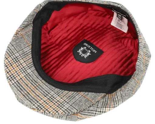 Flat Caps-Brixton Brood Snap Cap Off White/Black/Paradise Orange Flatcap -