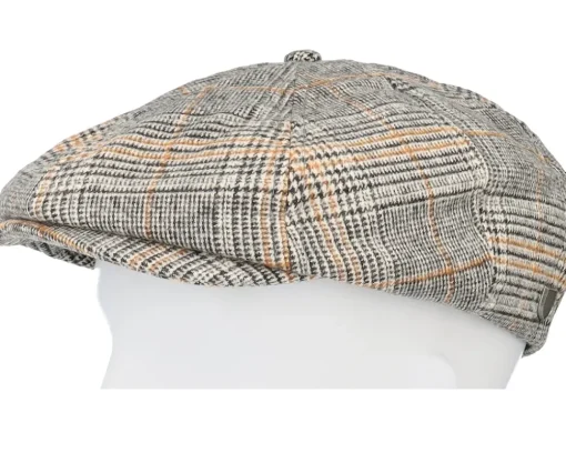 Flat Caps-Brixton Brood Snap Cap Off White/Black/Paradise Orange Flatcap -